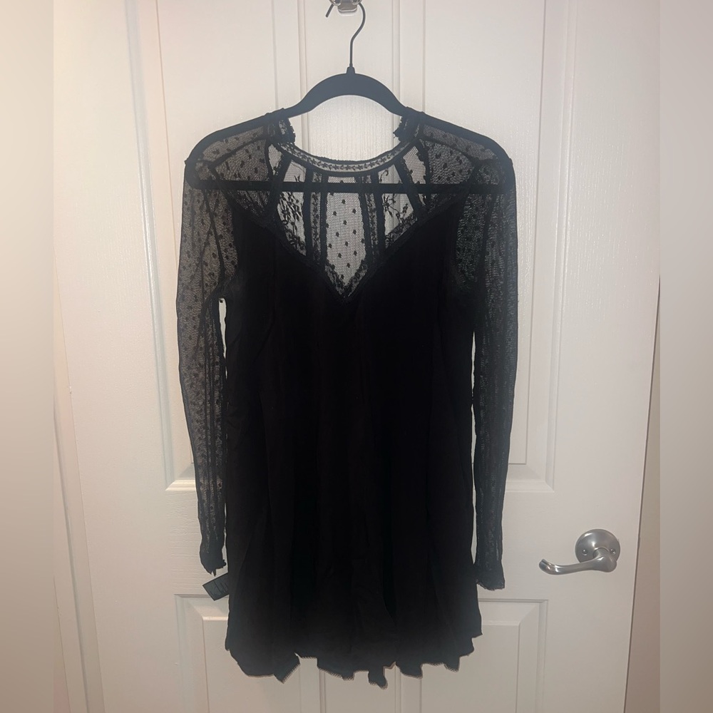 Black Lace UO Dress with Button Detailing